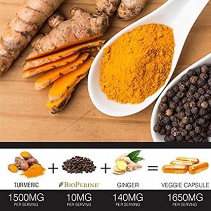 Turmeric Curcumin Supplement – 95% Curcuminoids with BioPerine Black Pepper & Ginger – 240 Capsules for Joint Support & Mobility – High Absorption Tumeric Curcuma Pills