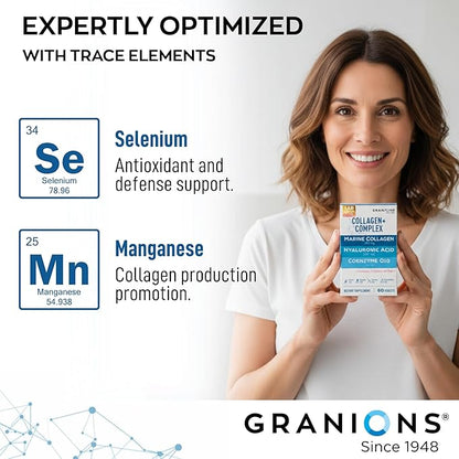 Marine Collagen Pills Complex – 200mg Hyaluronic Acid Supplement, Coenzyme Q10 CoQ10, Hydrolyzed Marine Collagen Peptides, Eternal Flower Hydration, Age Defense Supplements - 60 Sealed Tablets