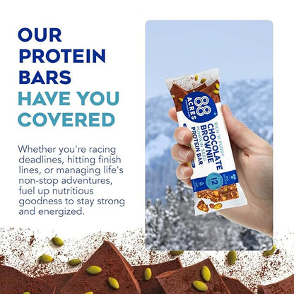 88 Acres Pumpkin Seed Protein Bars, Fudge Brownie, 9 Count, 12g Plant-Based Protein, Gluten Free, Nut Free, School Safe Snack Bar, Vegan, Non-GMO, Individually Wrapped