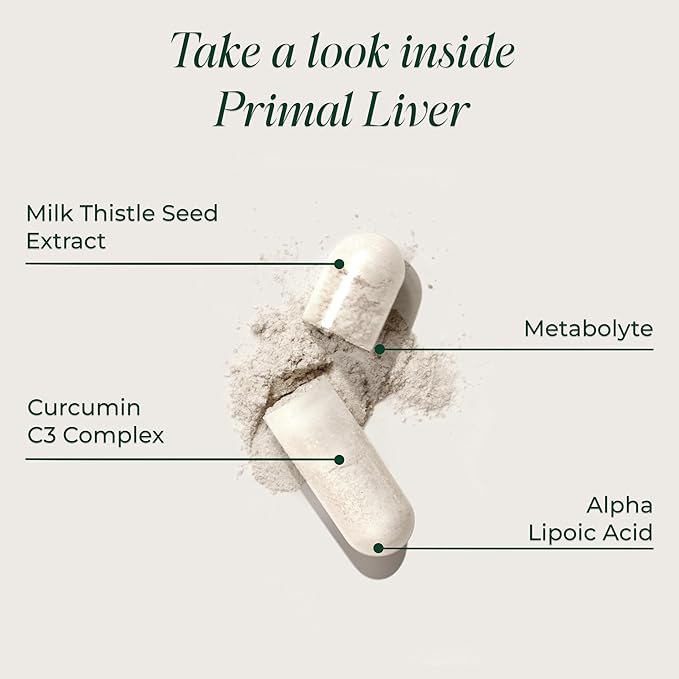 Primal Harvest Primal Liver Supplement with, Alpha-Lipoic Acid, L-Cysteine HCL, L-Glutathione, Milk Thistle, and Spirulina, for Men and Women (2 Pack (240 Capsules))