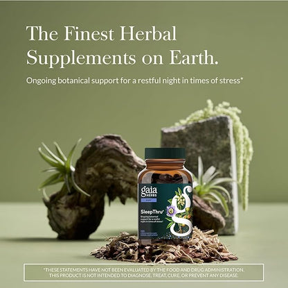 Gaia Herbs SleepThru - Sleep Support Supplement with Ashwagandha Root, Magnolia Bark, Passionflower & Jujube Date* - 120 Vegan Liquid Phyto-Caps (60 Servings)