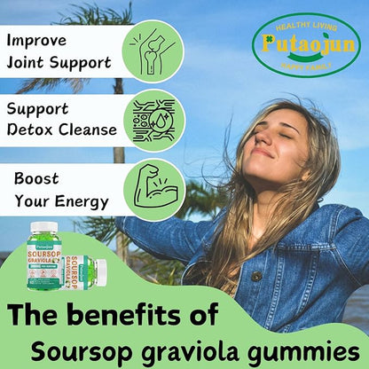 Soursop Graviola Gummies | 2000mg Soursop Leaves Extract for Digestive, Cell Support, Immune Support and Antioxidant | High-Absorption | Soursop Fruit for Adults | Non-GMO, Vegan, 120 Gummies
