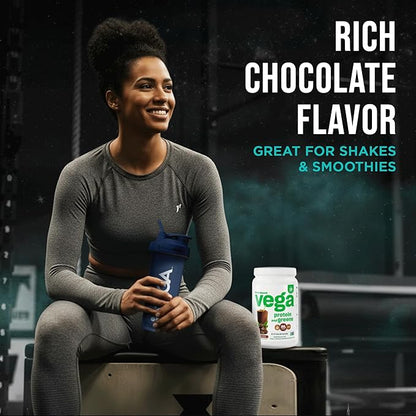 Vega Protein and Greens Protein Powder Chocolate (19 Servings) - 20g Plant Based Protein Plus Veggies, Vegan, Non GMO, Pea Protein for Women and Men, 1.4lb (Packaging May Vary) (Pack of 1)