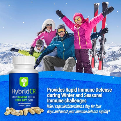 HybridCR Rapid Immunity Supplement | Zinc, Echinacea, Andrographis, Ginseng, Selenium, Gluten-Free & Non-GMO | 5-in-1 Immune Support Supplement | Pharmacist Formulated 2 Month Supply (60 Veggie Caps)