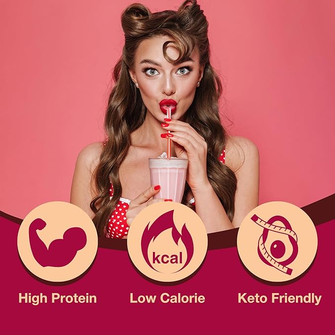 ProtiDiet Berries and Cream Protein Powder for Smoothies – 15g High Protein Berry Smoothie Mix, Low Sugar, Meal Replacement Shake – 7 Pouches