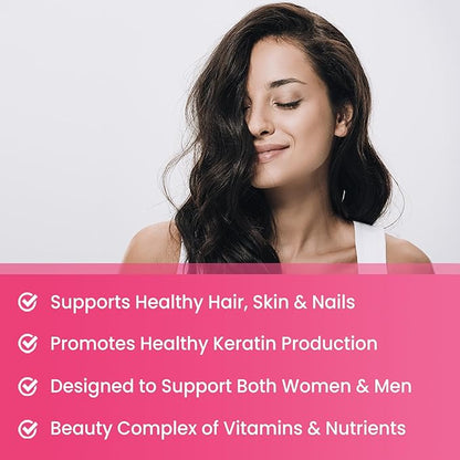 NutraChamps Biotin Gummies 5000mcg with Collagen, Keratin & More – Hair Skin and Nails Vitamins for Women & Men – Support Normal Hair Growth Cycle - Enhanced with Vitamin C, D3, Zinc