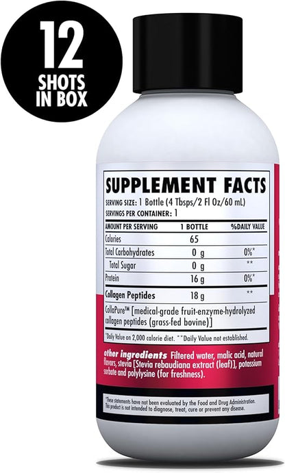 HEALTH DIRECT – Medical-Grade Liquid Collagen Shots – AminoSculpt Sugar-Free – Tart Cherry – 12 Servings, (12pk, 2oz Shots) – Good for Joints, Bones, & Sleep – Better Hair, Skin & Nails