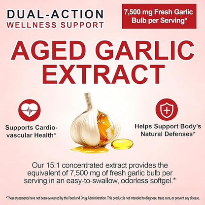Garlic Softgels 300 Count – Odor-Controlled Garlic Supplement – Traditional Herbal Support –Take it Directly and Swallow itWhole - Easy to Swallow Softgel Capsules – Non-GMO, Gluten Free