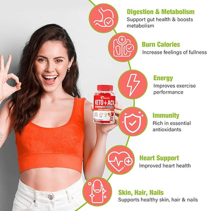 Apple Cider Vinegar Gummies, Keto ACV Gummies Max Strength 2000mg Apple Cider Vinegar with Mother, Probiotics & Vitamin B12, for Digestion, Metabolism, Cleanse & Detox Diet, 60 Count