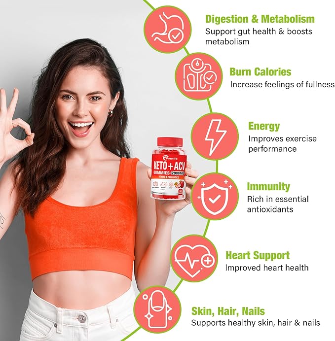 Apple Cider Vinegar Gummies, GLP-1 Support Keto ACV Gummies Max Strength 2000mg Apple Cider Vinegar with Mother, Probiotics & Vitamin B12, for Digestion, Metabolism, Cleanse & Detox Diet (2 Packs)