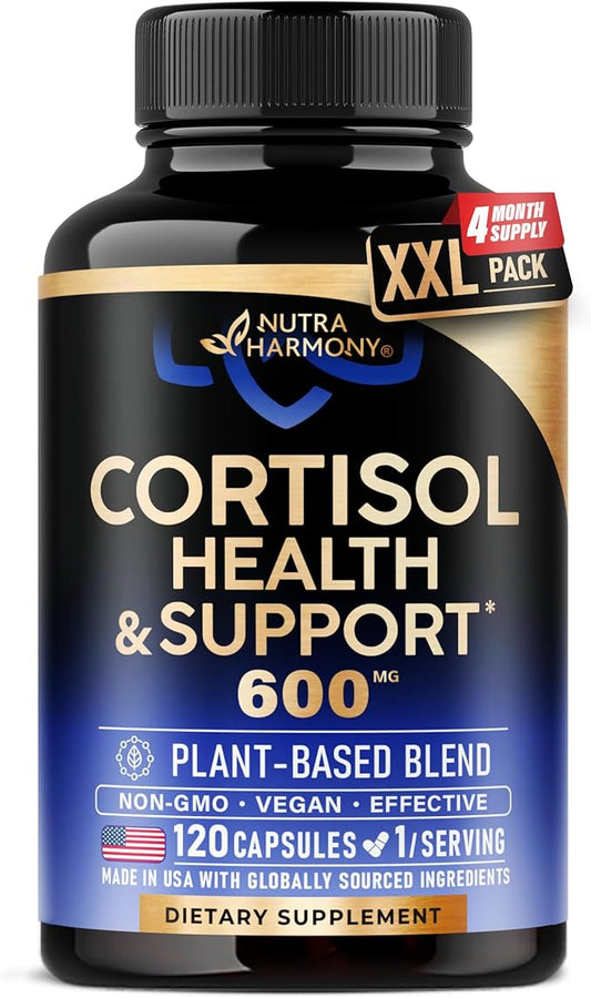 Cortisol Supplement for Women - Holy Basil | Ashwagandha | Rhodiola | L-Theanine - Plant-Based Hormone Balance - Mood, Focus & Sleep Support - Made in USA - Vegan, Non-GMO - 120 Capsules for 4 Months