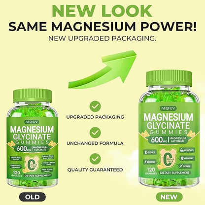 Magnesium Glycinate Gummies 600mg for Women and Men, High Absorption Magnesium Glycinate with Vitamin D, B6, and CoQ10 for Calm Support & Sleep, Sugar Free, Vegan, 60 Days Supply