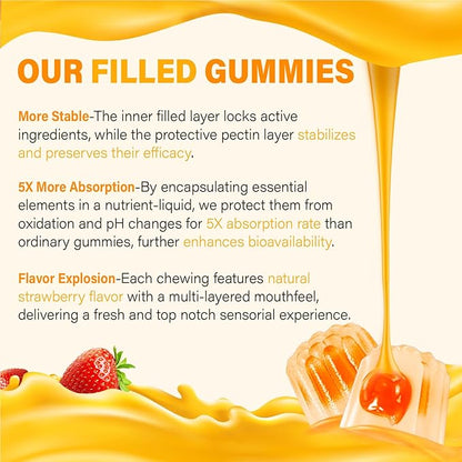 Liposomal Vitamin C Gummies 1000mg for Adults: Vitamin C Chewable Gummy with Zinc, Elderberry, Vitamins A & E