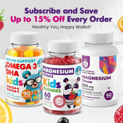 DR. MORITZ Magnesium Bundle - Gummies for Adults (200mg, 30 Count) and Kids Magnesium Gummies (60 Count, 2 Pack) - Sugar-Free