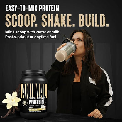 Animal Whey Isolate Protein Powder - Loaded for Pre & Post Workout Muscle Builder and Recovery with Digestive Enzymes for Men & Women - 25g Protein, Great Taste, Low Sugar - Vanilla 2 lbs