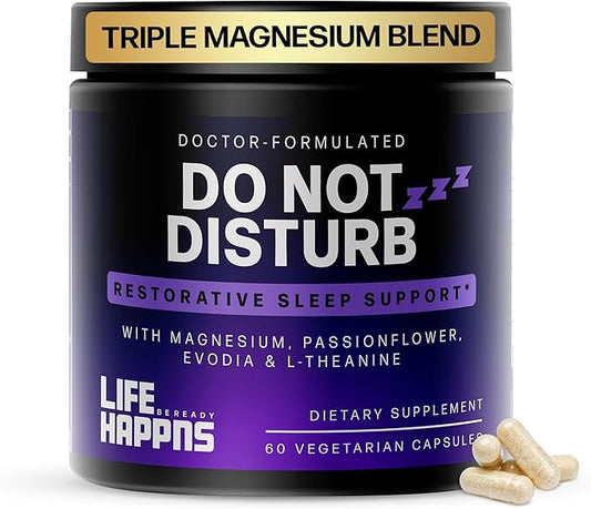 Doctor Formulated Triple Magnesium for Sleep, Calm & Relaxation with Chelated Magnesium Glycinate, L-Theanine, Passionflower & Evodia – Non-Habit, No Melatonin Magnesium Sleep Aid Support Supplement