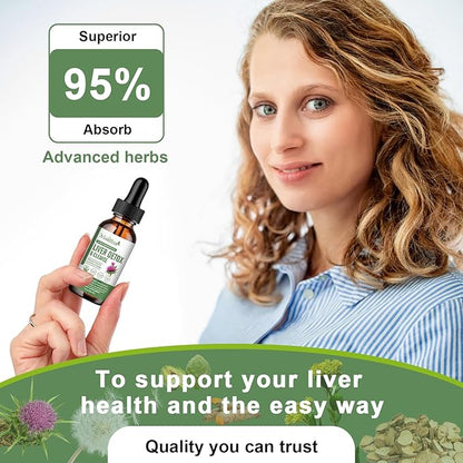 Liver Health & Lymphatic Drainage Drops -Support Liver Cleanse Detox & Repair with Artichoke Milk Thistle Silymarin Extract, Dandelion,Turmeric, Berberine to Renew w/21 Potent Herb-Nutrients-60ml