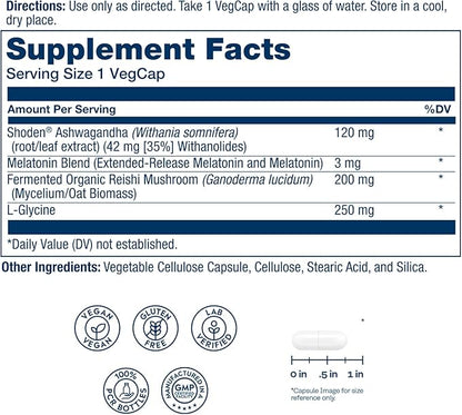 SOLARAY SharpMind Sleep, Nootropic Sleep Aid Formula - Nootropics Brain Support Supplement for a Calm Mood and Healthy Sleep with Slow Release Melatonin 3mg - 30 Servings, 30 VegCaps