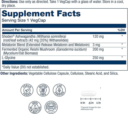 SOLARAY SharpMind Sleep, Nootropic Sleep Aid Formula - Nootropics Brain Support Supplement for a Calm Mood and Healthy Sleep with Slow Release Melatonin 3mg - 30 Servings, 30 VegCaps