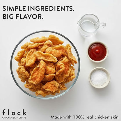 Flock Keto Chicken Skin Chips – | Hattie B's Nashville Hot Flavor | Low Carb, High Protein, Gluten-Free Chicken Crisps, Keto Snack, Low Carb Chips, Protein Crackers, Diet Snacks, 8-Pack (1oz)