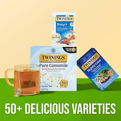 Twinings Superblends Sleep+ Herbal Tea with 1mg Melatonin Camomile, Cinnamon & Vanilla, Naturally Caffeine-Free, Enjoy Hot or Iced,16 Tea Bags (Pack of 2)