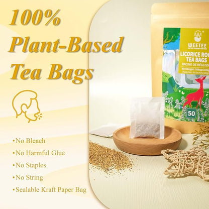WT WEETEE Licorice Root Tea Bags 50 Count, Naturally Sweet & No Added Sugar, Caffeine-Free, Warm, Mellow, and Pure Herbal Tea