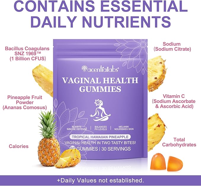 Vaginal Probiotics for Women, Vital Source Feminine Gummies, pH Balance for Women, Premium Feminine Balance Gummies, Promotion of Womens Health - 60Gummies