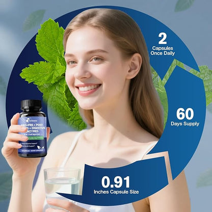 Digestive Enzymes Postbiotics Prebiotics Probiotics for Women Men, 200 Billion CFU 36 Probiotic Strains - Complete Gut, Digestive, Regularity, Gas, Bloating & Immune Support Supplement, Vegan, 60 Days