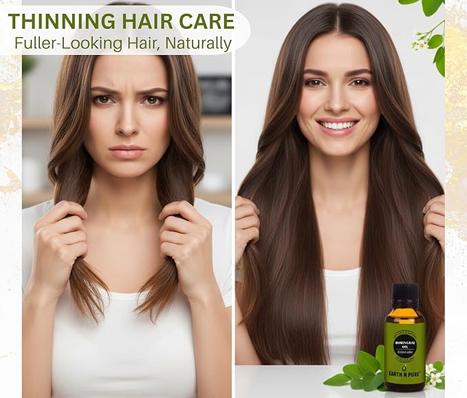 Earth N Pure Bhringraj Oil Cold Pressed, Natural & Therapeutic Grade for Hair Growth with Glass Dropper – 50 ml