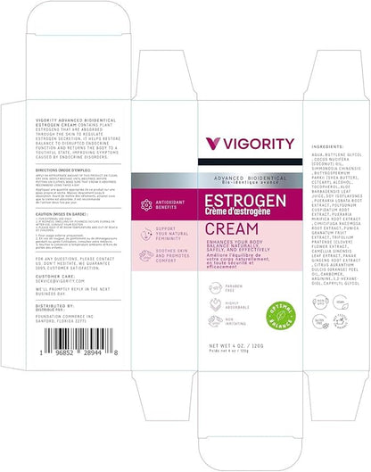 Vigority Estrogen Cream For Women, Natural Bioidentical Menopause Relief & Hormonal Moisturizer for Face, Neck & Body - Menopause Support for Hot Flashes, Menstrual Cycle - 2 Pack