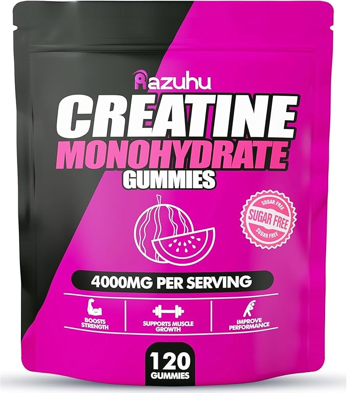 Creatine Monohydrate Gummies 4g per Serving, Creatine Gummies for Men & Women, Pre Workout, Energy, Strength, Muscle Support, Recovery, Sugar Free, Gluten-Free, Vegan, Non-GMO, 120 Count