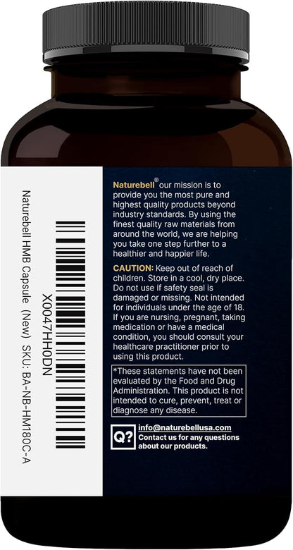 NatureBell HMB 3,000mg - 300 Capsules - Triple-Strength Supplement for Lean Muscle Mass Support - Aids Against Muscle Breakdown in Men & Women* - Non-GMO & Gluten-Free