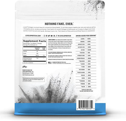 Levels Collagen Peptides, No Artificial Ingredients, 11G of Collagen, Unflavored, 1LB