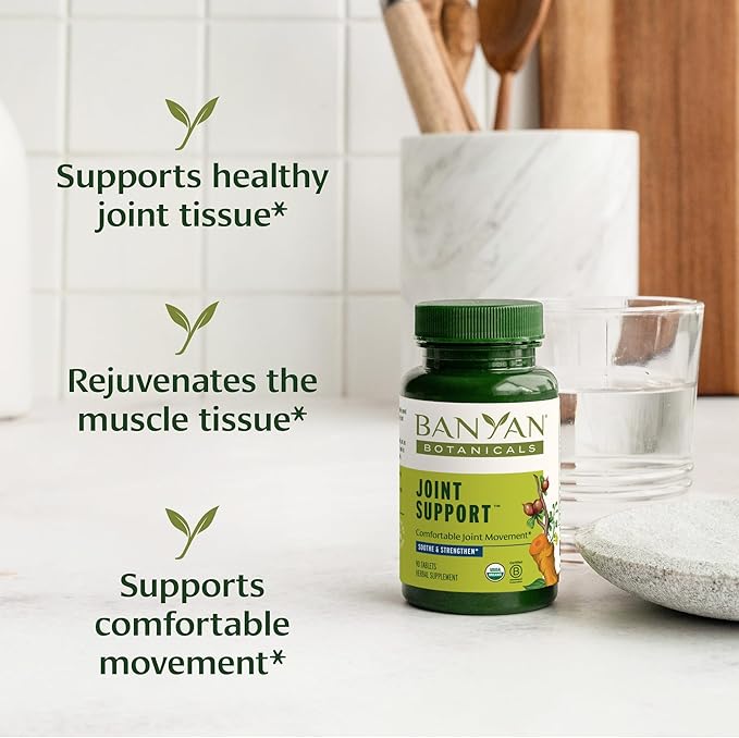 Banyan Botanicals Organic Joint Support–Advanced Mobility & Flexibility Supplement with Boswellia,Guggulu Resin & Turmeric–Natural Lubrication for Cartilage, Bones & Muscles-90 Tablets-USDA Organic