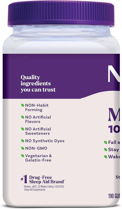 Natrol Melatonin Gummies, Sleep Support, 190 Strawberry-Flavored Adult Melatonin Gummies, 10 mg Sleep Aids for Adults