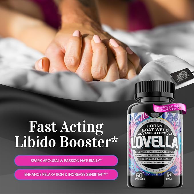 Hornygoatweed Women - Libido Booster for Women, Mood, Energy, Fast Acting Libido Supplement w. Maca Root, Female Libido Booster w. Ginseng, Tribulus, Hormone Balance Support, Enhancer Pills - 60ct USA