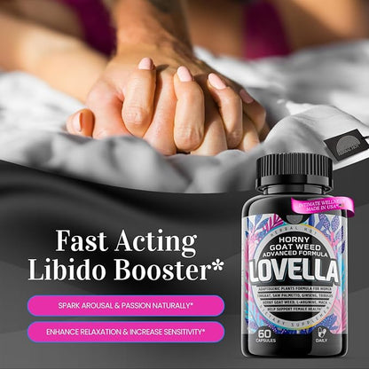 Hornygoatweed Women - Libido Booster for Women, Mood, Energy, Fast Acting Libido Supplement w. Maca Root, Female Libido Booster w. Ginseng, Tribulus, Hormone Balance Support, Enhancer Pills - 60ct USA