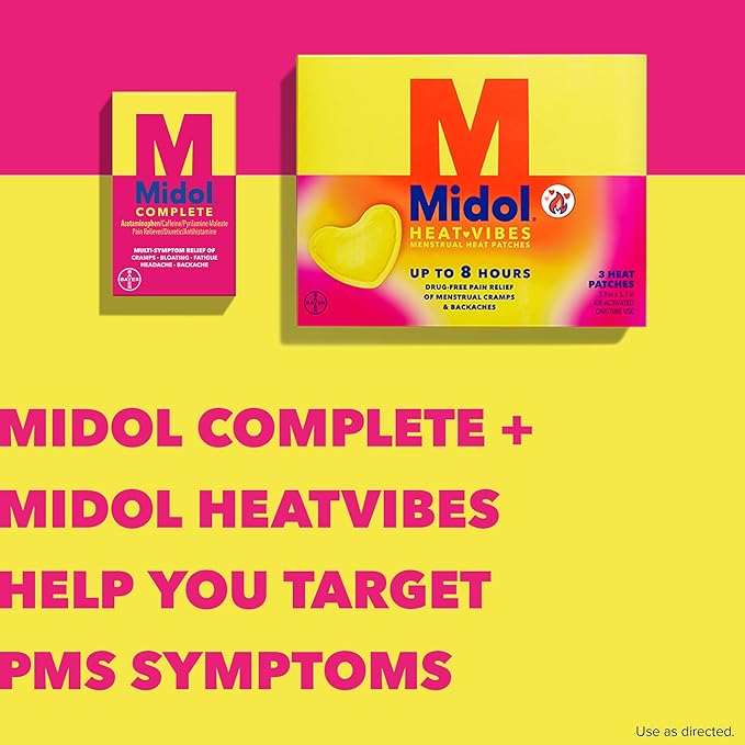 Midol Complete Menstrual Pain Relief Caplets with Acetaminophen for Period Cramps, and Menstrual Symptom Relief - 40 Count (Pack of 3) (Packaging May Vary)