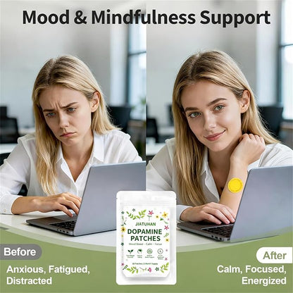 Dopamine Patches Extra Strength – Mood Support, Calm & Focus – Stress Relief with Mucuna & 5-HTP – Plant-Based, Vegan – 60 Patches (2 Month Supply)