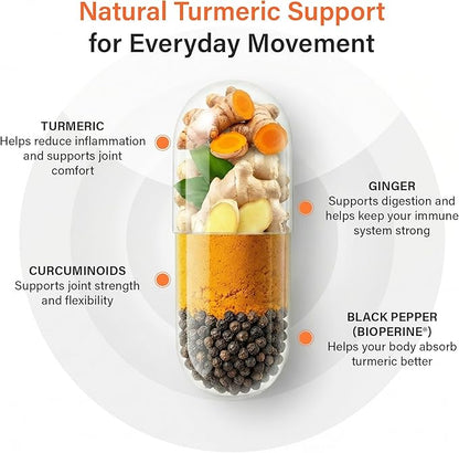Sleeve Stars Turmeric Curcumin Supplement with Ginger & Black Pepper Bioperine, Joint Supplements for Men & Women, Joint Support & Inflammation Relief, Non-GMO Gluten-Free & Vegan, 1000mg 60 Cap