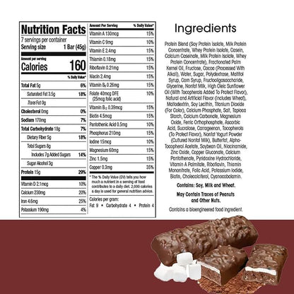 BestMed - High Protein Nutrition Bar - Low-Carb, 15g Protein, Low Sugar, High Fiber, Low Calorie, Meal Replacement Bar (Dark Chocolate S'mores, 4 Box - 28 Count)