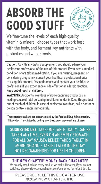 New Chapter Prenatal Vitamins, One Daily Prenatal Multivitamin with Methylfolate + Choline for Healthy Mom & Baby, Gluten Free & Non-GMO, 60 Count