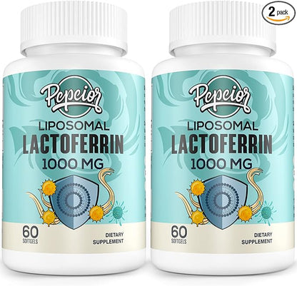 Liposomal Bovine Lactoferrin 1000 mg - for Iron Absorption & Immune Function Lactoferrin Supplements for Adults, 60 Softgels (2 Bottle)