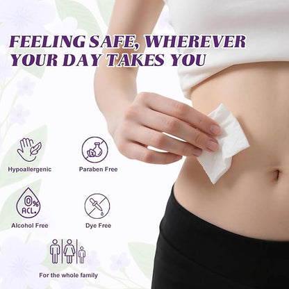 Feminine Wipes Individually Wrapped, Flushable Wipes Travel,Feminine Care Vaginal Wipes for Adult,Women, Girl and Homeless (Pack of 200,Lavender)