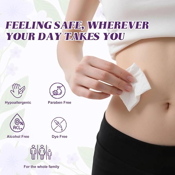 Feminine Wipes Individually Wrapped, Flushable Wipes Travel,Feminine Care Vaginal Wipes for Adult,Women, Girl and Homeless (Pack of 400,Lavender)