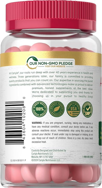 Carlyle Vegan Apple Cider Vinegar Gummies | 75 Count | Apple Flavor | Non-GMO, Gluten Free | ACV Supplement