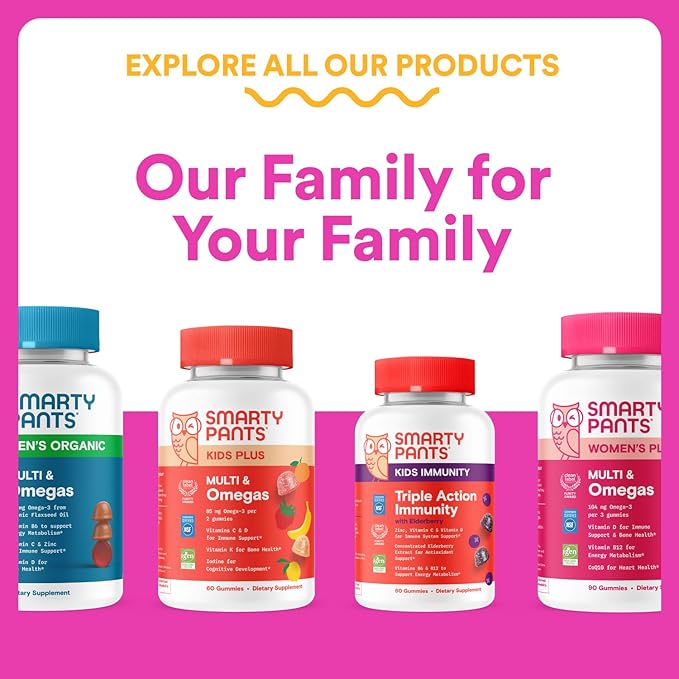 SmartyPants Teen Girl Multivitamin Gummies, Omega 3 (DHA/EPA), Vitamin C, D3, B12, Vitamin A, K & Zinc, Biotin to Support Hair, Skin & Nails, Gluten Free, 60 Count (30 Day Supply)