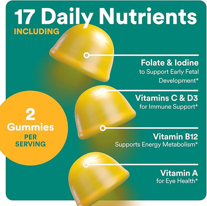 SmartyPants Prenatal Vitamins for Women, Multivitamin Gummies: Pre and Postnatal Vitamins, Biotin, Methylfolate,Vitamin D3,C,Vitamin B12, B6, A, K & Zinc, Inositol,60 Count (30 Day Supply) (Pack of 2)