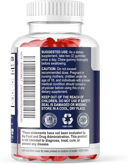 Vitamin D3 Gummies 125 mcg (5000 IU) Per Serving - 3X Strength Immune Support & Bone Support, Vitamin D Gummy Dietary Supplement, Nature's Berry D Vitamin Supplement, Raspberry Flavored - 60 Gummies