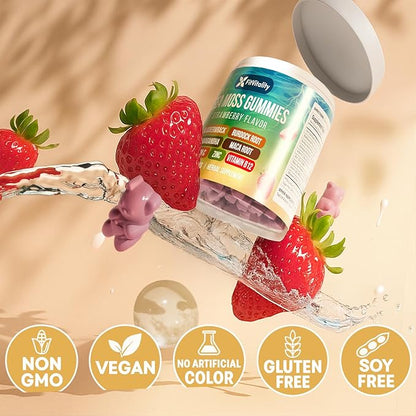 60 Sea Moss Gummies | 9-in-1 Formulation with Irish Sea Moss, Ashwagandha, Burdock, Elderberry, Bladderwrack, Maca, Zinc, B12 | Energy & Immune Support | Strawberry Flavor Vegan Gummies